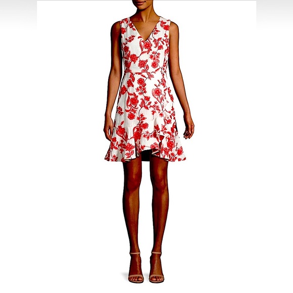 Rebecca Taylor Floral Embroidered High-Lo Flounce Hem Dress Size 0 NWT - Picture 2 of 7